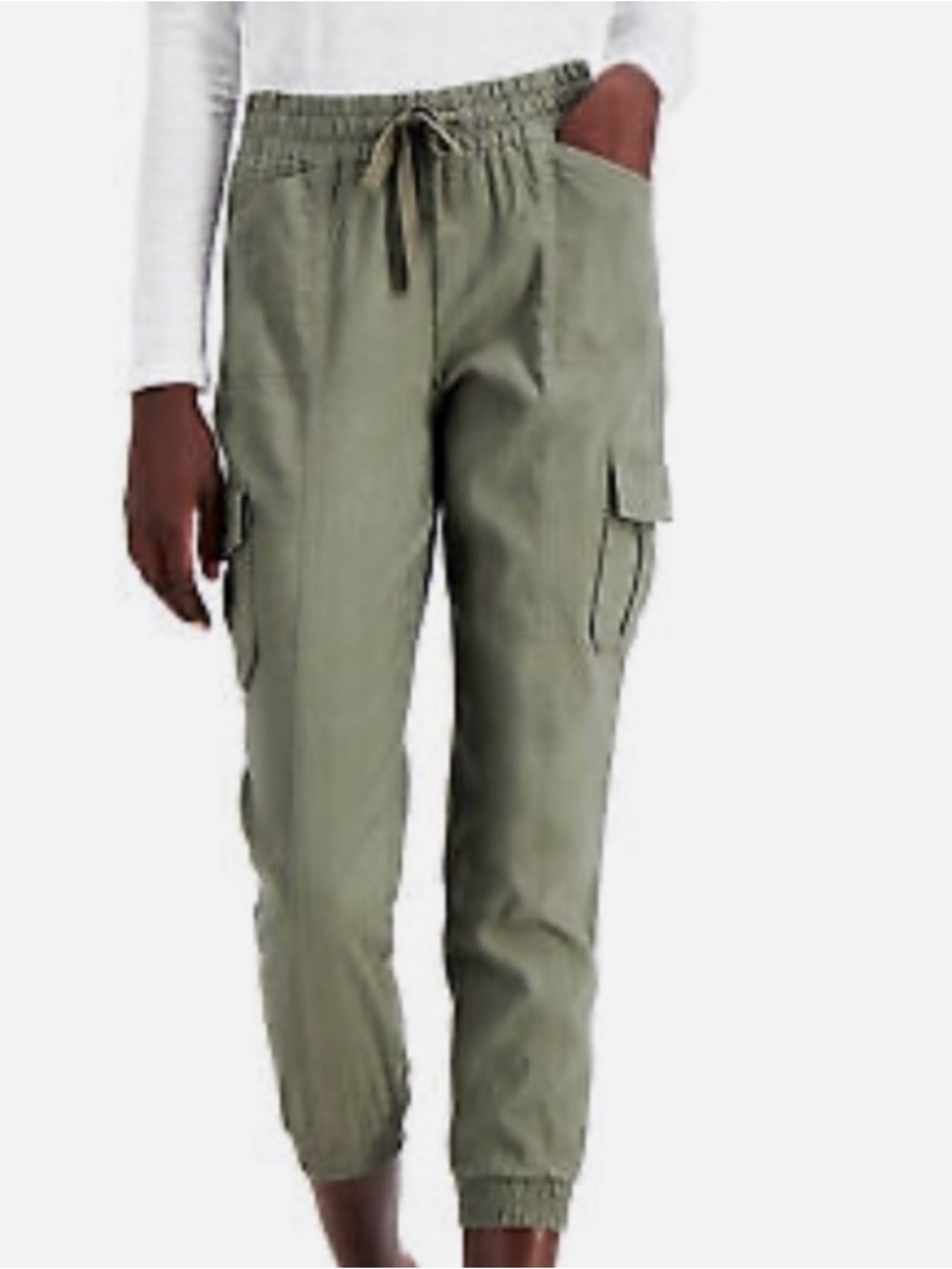I.N.C | Green Cargo Jogger Pants w/Pockets and Drawstring Waist Sz L